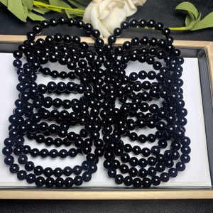 <span class=keywords><strong>Bracelet</strong></span> de perles rondes en cristal de guérison en pierre d'obsidienne noire pour cadeau - Product Image 2