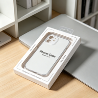 Boîte d'expédition personnalisée pour coques de téléphone avec fenêtre transparente, doublure en mousse et impression de logo en bronze pour produits numériques