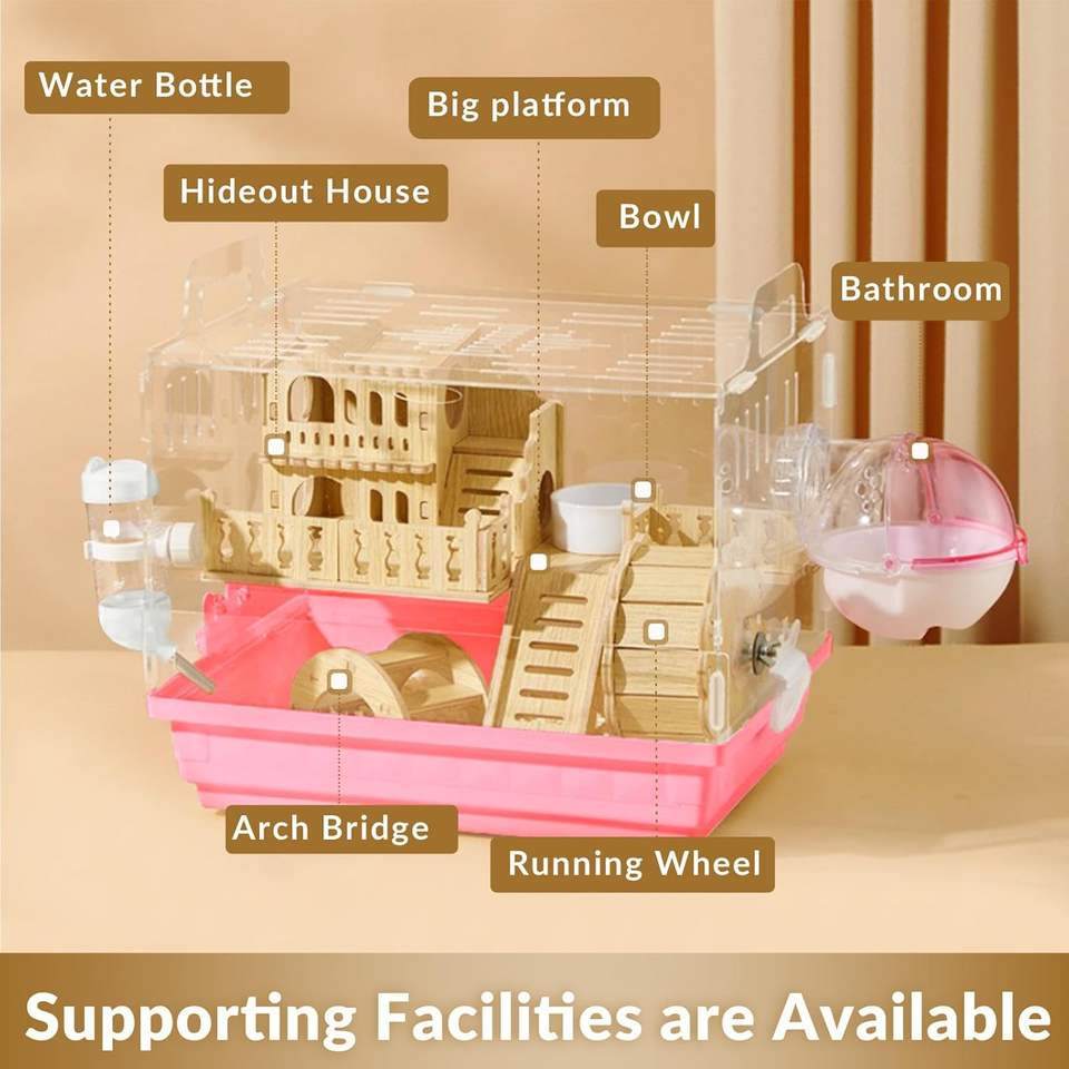 Luxury Hamster Cage Suppliers Reference: Wholesale 2 Layer Acrylic Transparent Hamster Nest Comfortable