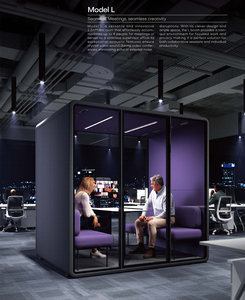 Cabine de réunion insonorisée portable pour bureau, avec éclairage LED et prise de courant, pour environnements de travail ouverts - Product Image 3