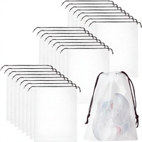 60 sacs à chaussures en polyéthylène avec cordon de serrage, 30-40 cm, translucides, imperméables, pour le rangement et les voyages