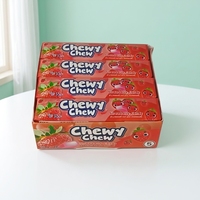 Bonbons gélifiés assortis saveur fraise, enrobés, à mâcher, doux, en bâtonnets individuels, boîte de présentation, vente en gros