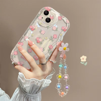 Coque de téléphone portable en TPU avec bracelet à perles de fleurs et de papillons porte-bonheur, écran plein écran, pour iPhone 6 7 8 X 11 16 Pro Max, fabriqué par BAILI