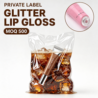 Baume à lèvres transparent scintillant effet gloss, enrichi en peptides, végétalien, en tubes souples avec applicateur en silicone – Marque privée