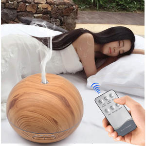 Diffuseur d'arômes en bois grainé, humidificateur 400 ml, télécommande intelligente avec lumière pour usage domestique - Product Image 1