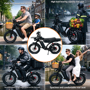 Vélo électrique en gros 52V 40Ah avec deux batteries au lithium, longue autonomie, porte-bagages avant, confort amélioré, double siège, pneus larges - Product Image 6