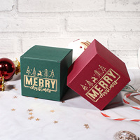 Boîte cadeau de Noël en gros, motif carré doré, pour bonbons, cadeaux, fêtes, décorations de festival, Joyeux Noël