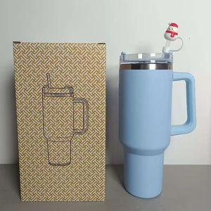 แก้วน้ำสแตนเลสขนาด 40 ออนซ์ พร้อมหูจับ แก้วกาแฟร้อน พร้อมหลอดดูด กระติกน้ำสุญญากาศ เก็บความร้อน พกพาสะดวกสำหรับการเดินทาง - Product Image 2