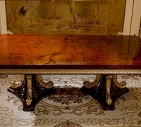OE-FASHION personnalisé style Italien meubles de salle à manger 8 places longue table à manger en bois massif sculpté à manger table et chaise