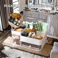 Organisateur de Maquillage de Bureau Multicouche Moderne et Pratique, Boîte de Rangement Carrée pour Coiffeuse, Étui à Cosmétiques en Plastique Pratique à Tiroirs