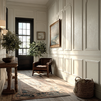 Panneaux muraux décoratifs sur mesure avec détails de lambris et style français, fabriqués sur commande pour projets d'aménagement intérieur personnalisés