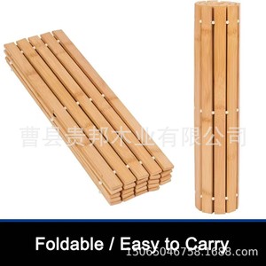 Alfombra de baño de bambú rectangular antideslizante para uso doméstico, alfombra de ducha para ancianos y niños, color sólido, cuidado de lavado a mano - Product Image 4