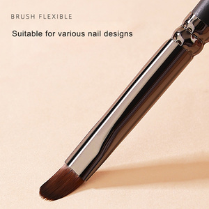 Matte Black Wooden Handle Nail Art Brush <b>Set</b> with Lid Liner Stripe Flat Round Oval 3D Acrylic Carving Ombre Gel Nail Brushes - Product Image 4