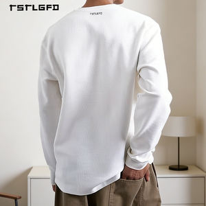Custom Logo <b>Men's</b> <b>Base</b> <b>Layer</b> Half-Zip Knit Top White 300g Polyester/Spandex/Cotton Regular Fit V-Neck Short Sleeve Quiet Luxury - Product Image 4