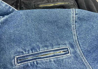 Blouson en jean personnalisé pour homme, style universitaire, en toile délavée, coupe ample Detroit, hiver, streetwear décontracté, doublure en coton, avec logo