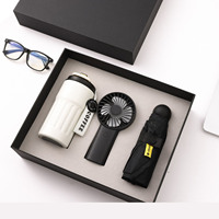 Ensemble Cadeau Luxe Prêt à Expédier : Mug à Café en Acier Inoxydable Personnalisé, Parapluie et Mini Ventilateur – Idéal pour Réunions Annuelles et Cadeaux d'Affaires Créatifs