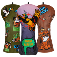 En stock Housse de tête de driver de golf personnalisée en cuir PU, motif canard colvert de chasse, brodée, OEM ODM, Accessoires de golf