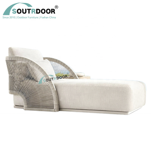 Lit simple de luxe en osier d'aluminium de rotin de <span class=keywords><strong>jardin</strong></span> de piscine extérieure <span class=keywords><strong>Matelas</strong></span> de chaise longue portable d'hôtel pour le salon Villa pour la terrasse - Product Image 5
