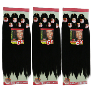 Extensions per capelli all'ingrosso 6X EZ Easy Braid, lisce naturali effetto Yaki, pre-stirate, Box Braids in fibra sintetica per donne <span class=keywords><strong>nere</strong></span> - Product Image 1