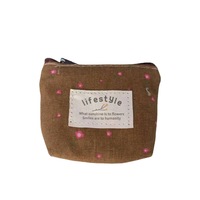 Tas Kunci Grosir Dompet Ritsleting Logo Dicetak Kustom Katun Wanita Dompet Mini Kanvas