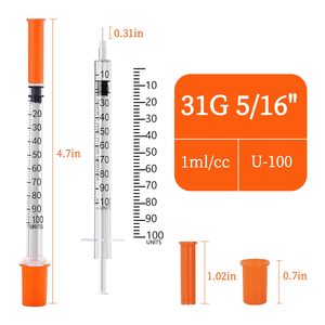 Seringue d'alimentation, seringues jetables de 1 ml, 0,5 ml, 0,3 ml, seringue à insuline avec aiguille 29G/30G/31G/32G, utilisable pour les animaux - Product Image 4