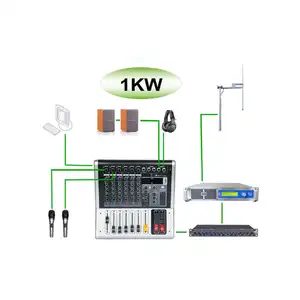 1KW Wireless Stereo Exciter 87.5-108MHz Professional High Power Broadcasting System FM Transmitter Radio Station Package