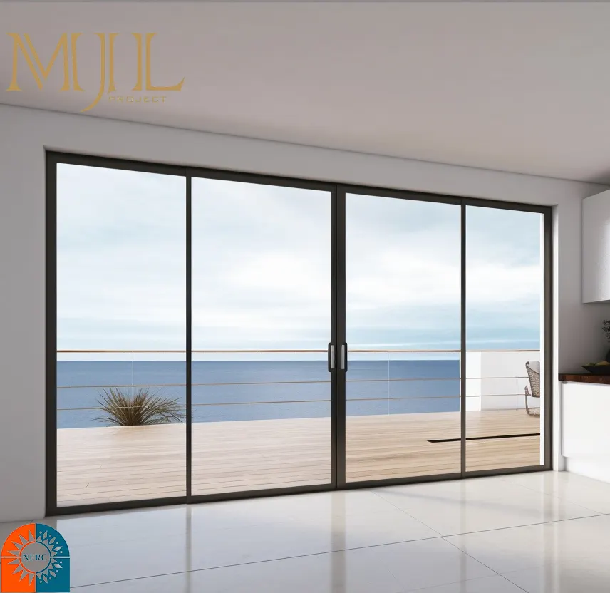 MJL manufacurte sistema de porta de vidro deslizante de fechamento suave portas de vidro deslizantes de privacidade interior
