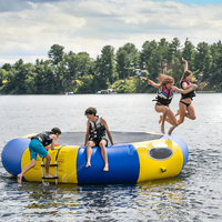 Plateforme de natation gonflable, trampoline aquatique pour lac, trampoline flottant avec échelle en corde pour adultes/enfants