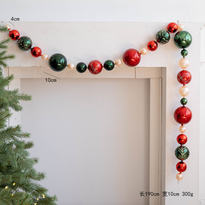 Guirnalda de Bolas de Navidad Hechas a Mano de Alta Calidad, Irrompibles, con Adornos Rojos, Verdes y Plateados para Decoración de Chimeneas y Árboles - Product Image 5