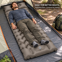 Matelas de couchage gonflable en TPU pour le camping avec pompe à pied intégrée et oreiller intégré, disponible pour l'application de marque personnalisée