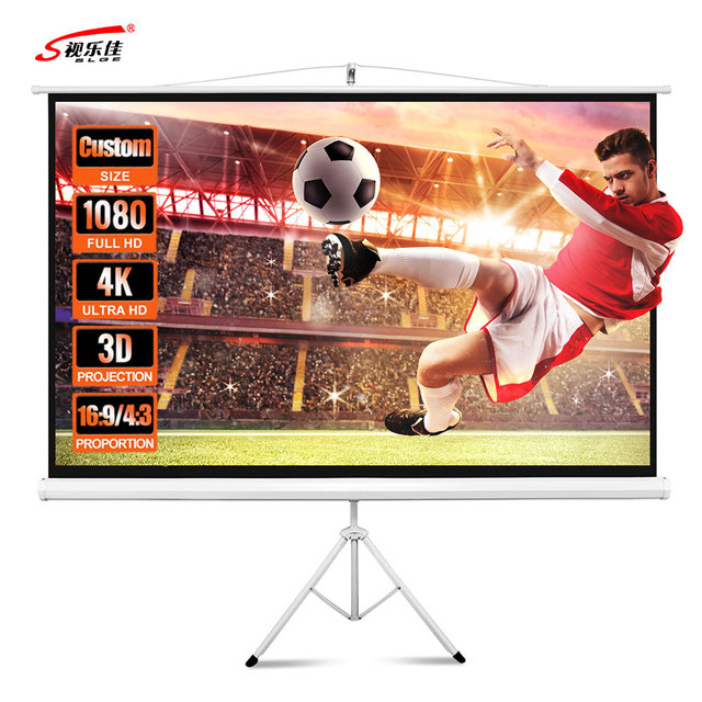 100 Inch Portable HD 4K Projection Screens Mobile Home Projector Curtain Stand with 16:9 Format for Home Use