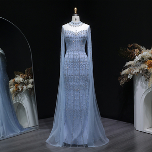 Sharon Said SS150 Luxuriöses Meerjungfrau-Abendkleid mit Cape-Ärmeln, Perlen und Kristallen, Formelles Partykleid für Damen - Product Image 5