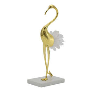 Scultura di Uccello in Piedi con Base in Marmo, Finitura Dorata, Decorazione da Tavolo per Casa, Ufficio, Soggiorno, Bagno, Bancone - Product Image 4