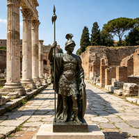 Statue de sculpture en bronze sur mesure, style paysage rétro, ornement héros romain antique pour entrée de villa