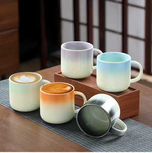 แก้วกาแฟเซรามิกสไตล์มินิมอลวินเทจ สีม่วงหรูหราสำหรับใช้ในออฟฟิศ แก้วน้ำดีไซน์สวยงามขนาด 360 มล. สำหรับดื่มชาช่วงบ่าย - Product Image 3