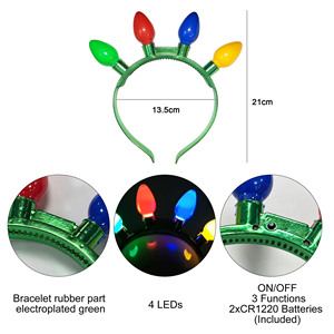 Diadema con Bombillas LED para Fiestas de Navidad, 4 LED, 3 Modos de Iluminación, Diadema Brillante - Product Image 5
