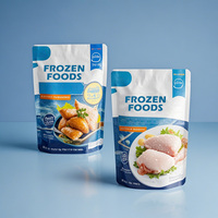 Imprimé sur mesure en gros feuille stratifiée en plastique de qualité alimentaire poulet poisson debout pochette d'emballage d'aliments congelés avec fermeture éclair