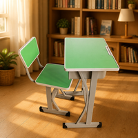 Ensemble de bureau et chaise pour étudiants vert durable avec cadre en métal, mobilier scolaire ergonomique pour enfants et adolescents