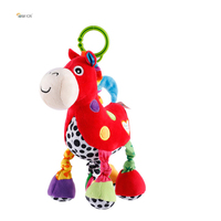Jouet cheval en peluche super doux pour bébés de 0 à 12 mois avec fonction de hochet de remplissage en coton PP pour le divertissement du berceau