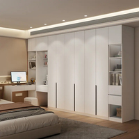 Meubles de chambre à coucher au design moderne d'usine, armoire en bois PVC, ensemble de garde-robe avec miroir de maquillage, coiffeuse et bureau