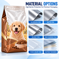 Sachet personnalisé en aluminium pour nourriture pour chiots, scellé sur huit côtés avec valve, pour la vente au détail et en gros