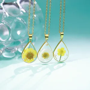 Unique Birthday Gift For Her Birth Flower Birth Month Necklace Pendant Resin Charms Flower Resin Necklace