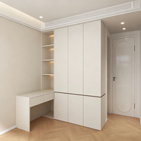 Armoire en L personnalisée avec bureau et coiffeuse, rangement intégré, couleur sur mesure, portes en MDF, meuble de chambre assemblé pour villa