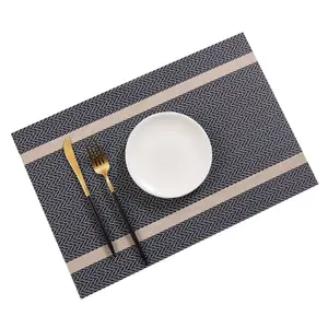 wholesale striped rectangle PVC placemats for dining table luxury
