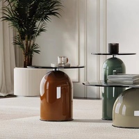 Meubles de table basse de salon ronds de luxe Table d'appoint moderne circulaire Table basse en verre trempé en métal pour café hôtel