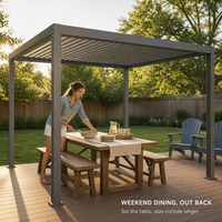 Pergola motorisée de luxe en aluminium avec éclairage LED, lames bioclimatiques réglables, gazebo extérieur