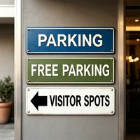 Panneau d'avis de stationnement en métal, décoration murale plate 2D, plaque métallique pour parking gratuit, places pour visiteurs, pour cour, bureau, hôtel, magasin