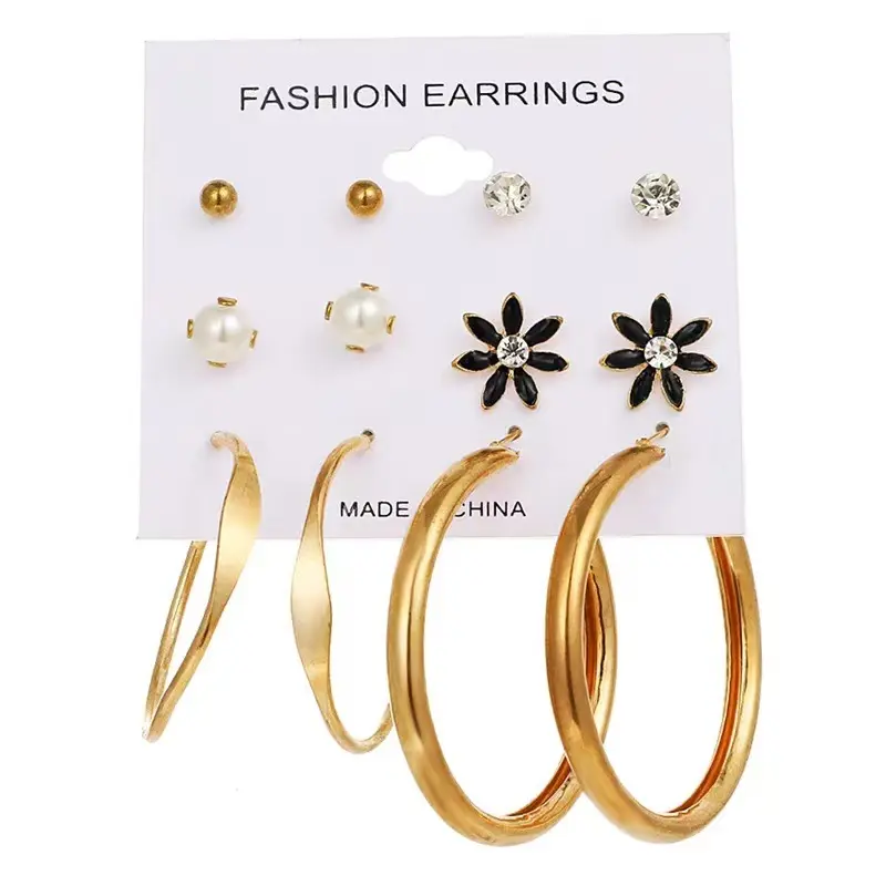 2024 luxe 6Paris/ensembles fleur perle boucles d'oreilles ensemble torsion goujons boucle d'oreille incrusté de diamant boucles d'oreilles pour les femmes