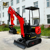 Mini-excavatrice sur chenilles de 1,5 tonne, excavatrice compacte sur chenilles avec cabine, godet standard pour la construction