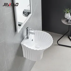 JIAHAO 5900 nouveaux produits salle de bains en céramique articles sanitaires en forme de coquille mur suspendu lavabo à main